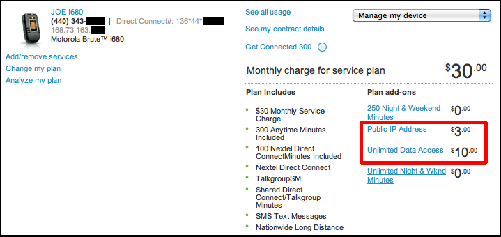 MySprint - Packet Data with Public IP